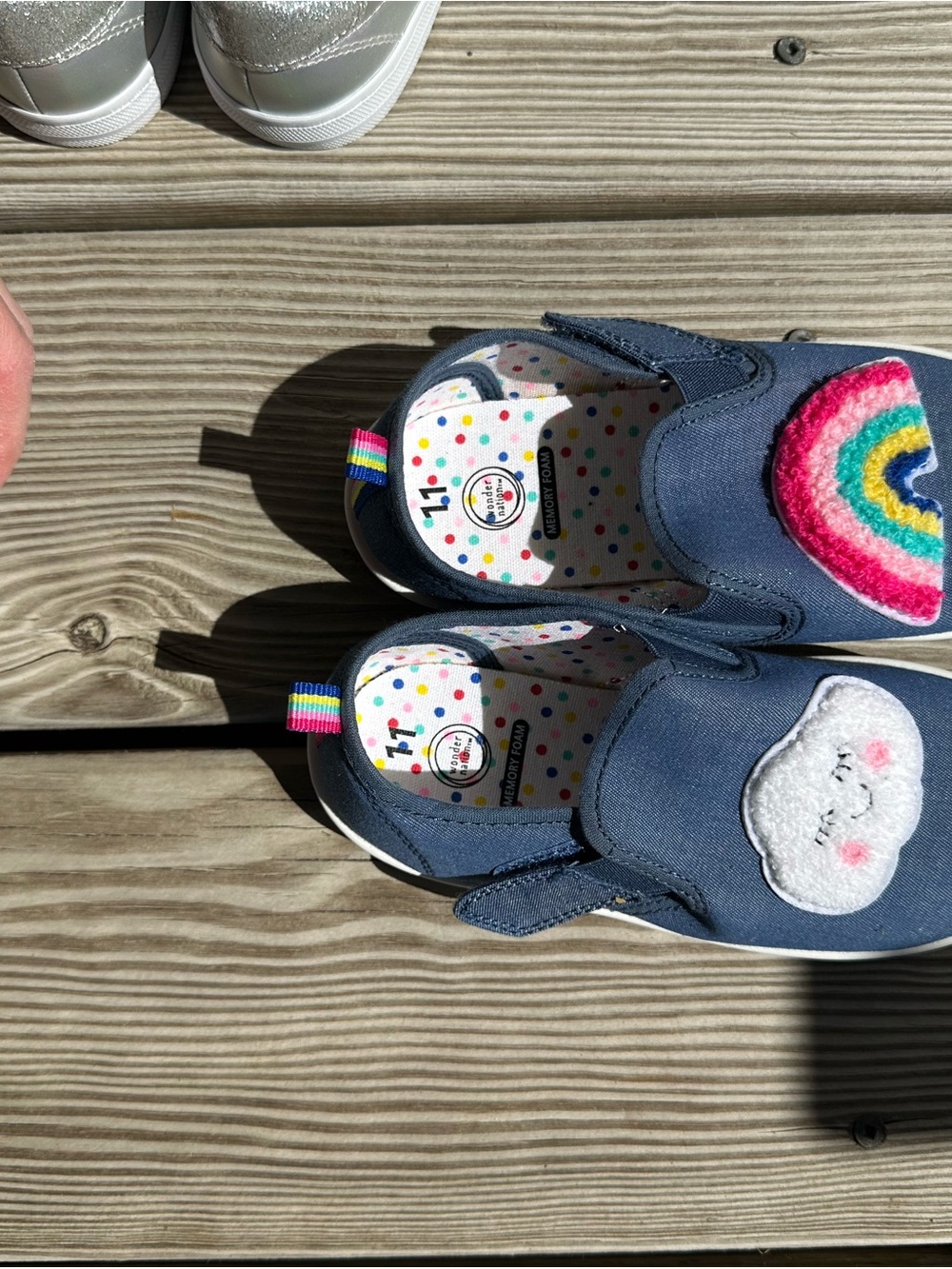 The Children's Place Navy Slip-On Sneakers with Rainbow & Cloud Appliqués